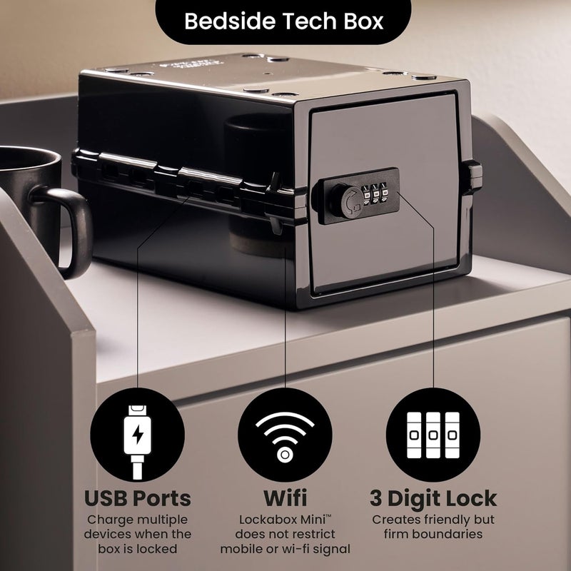 Lockabox Mini™ | Small Lock Box with Combination Lock (Half Letter Sized) | Mini Lockable Box for Small Medicines, Snacks & Mobile Phones | External Size 8.8 x 6.1 x 4.7 Inches (Jet) - Image 5
